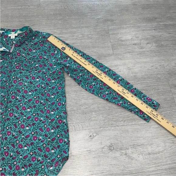 Sundance Vibrant Teal and Purple Floral Blouse - Picture 5 of 11